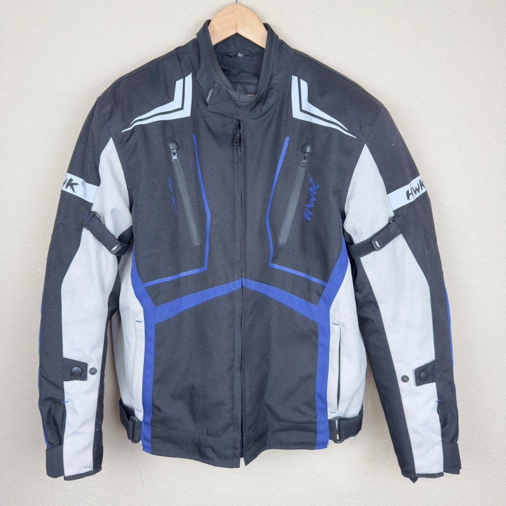 HWK Motorcycle Jacket Scorpion Mens 2XL Black Blue‎ Grey Motorsports Riding Gear